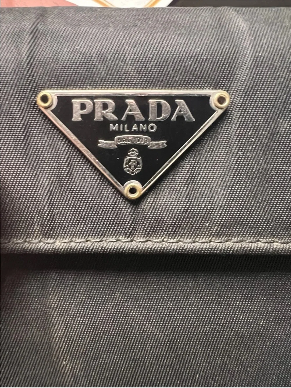 Prada Black Triangle Logo Fold Wallet